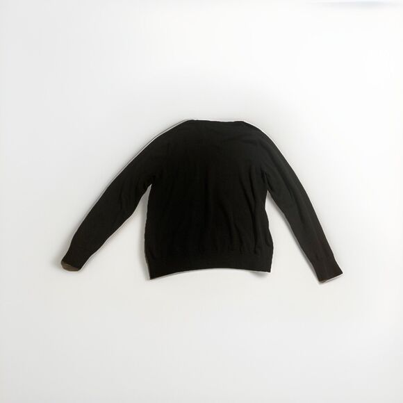 IZOD Mens Size XL Black Cotton V-Neck Sweater Logo Preppy Classic Knit Pullover - Picture 4 of 4